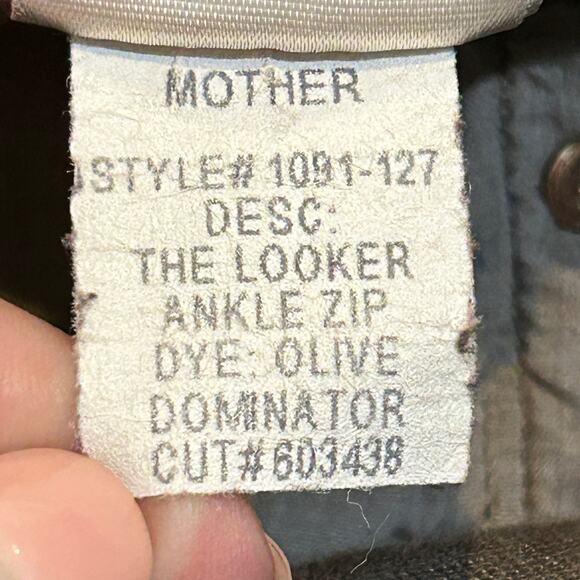 Mother The Looker Ankle Zip Skinny Jeans Olive Green/Gray Low Rise Women 27 - Picture 10 of 10